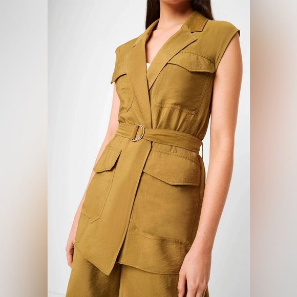 NWOT French Connection Brekhna Drape Belted Safari Jacket In Lizard Green Size 6 - Picture 2 of 6